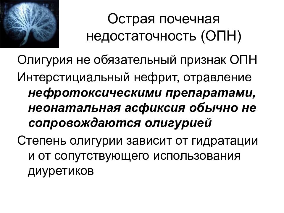 Острая и хроническая почечная недостаточность у детей презентация