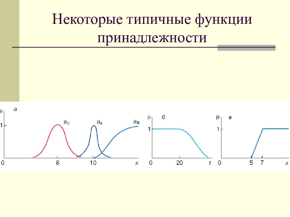 Функции аксессуаров. Дискретная функция принадлежности. Функция принадлежности класса t. Коэффициенты функции принадлежности. Типичные функции.