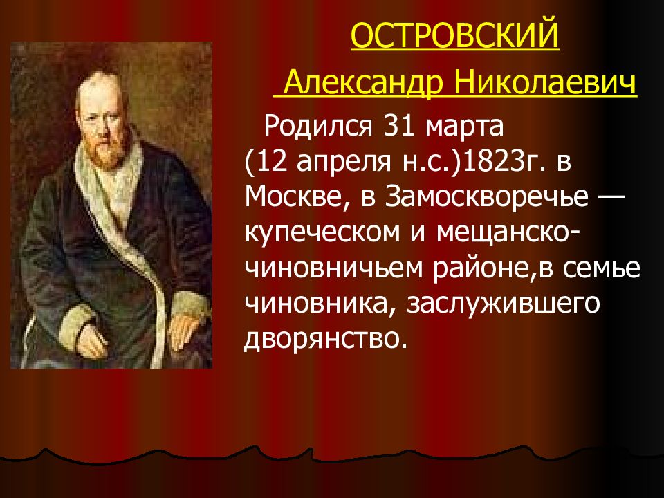 А н островский презентация жизнь и творчество