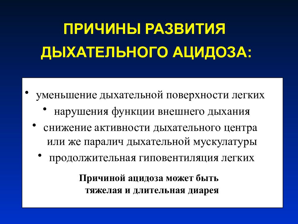 Сниженная активность. Дыхательный ацидоз причины. Активность дыхательного центра. Причины газового респираторного ацидоза. Паралич дыхательного центра.