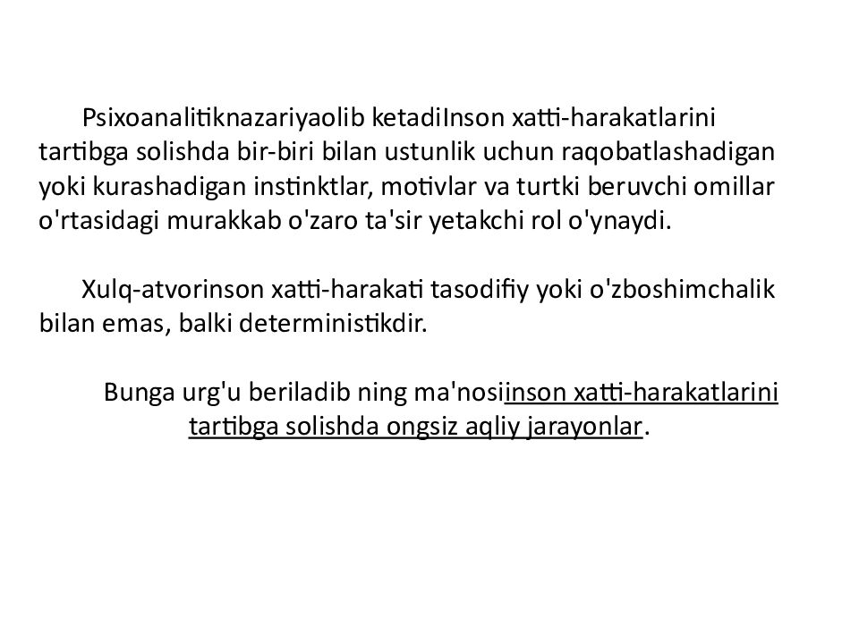 SHAXSIYAT NAZARIYALARI xorijiy