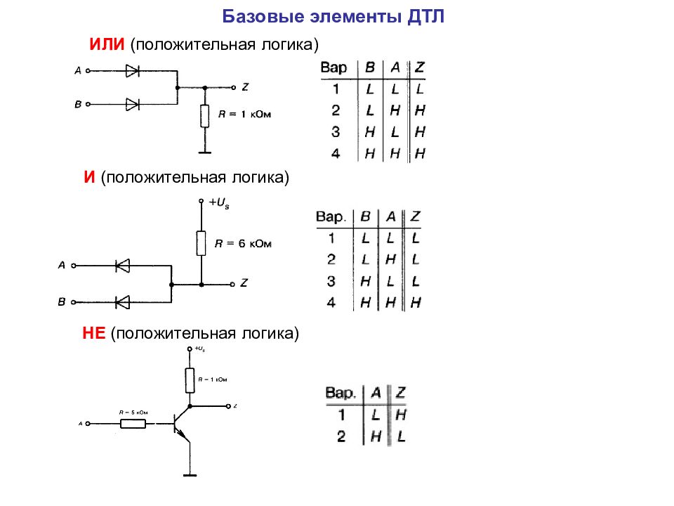 Принципиальная схема логического элемента не