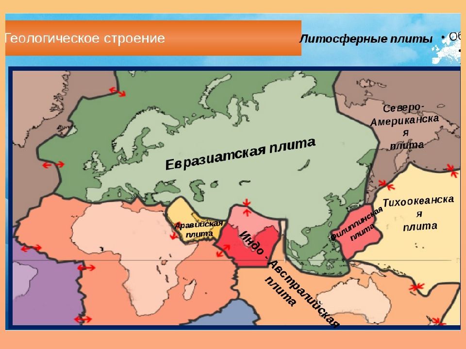 Территории литосферных плит. Границы литосферных плит Евразии на карте. Карта литосферных плит Европы. Карта литосферных плит на территории России. Литосферные плиты Евразии Евразии.