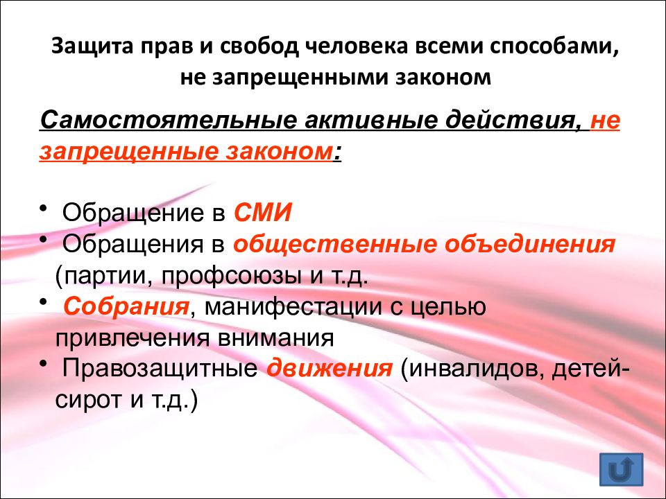 Юридические механизмы защиты прав человека в российской федерации 10 класс презентация