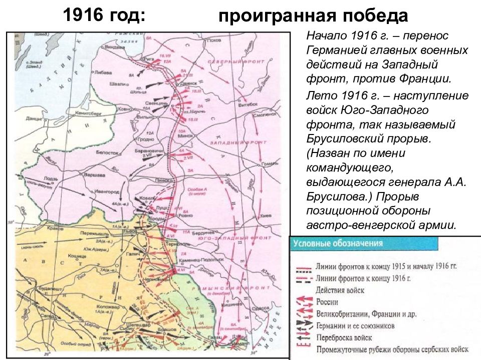 Карта первой мировой войны 1916