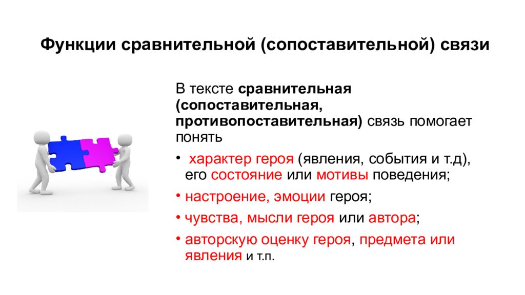 Роль сравнения. Функции сравнительной связи. Противопоставительная связь сопоставительная. Сравнительная функция. Сравнение функций.