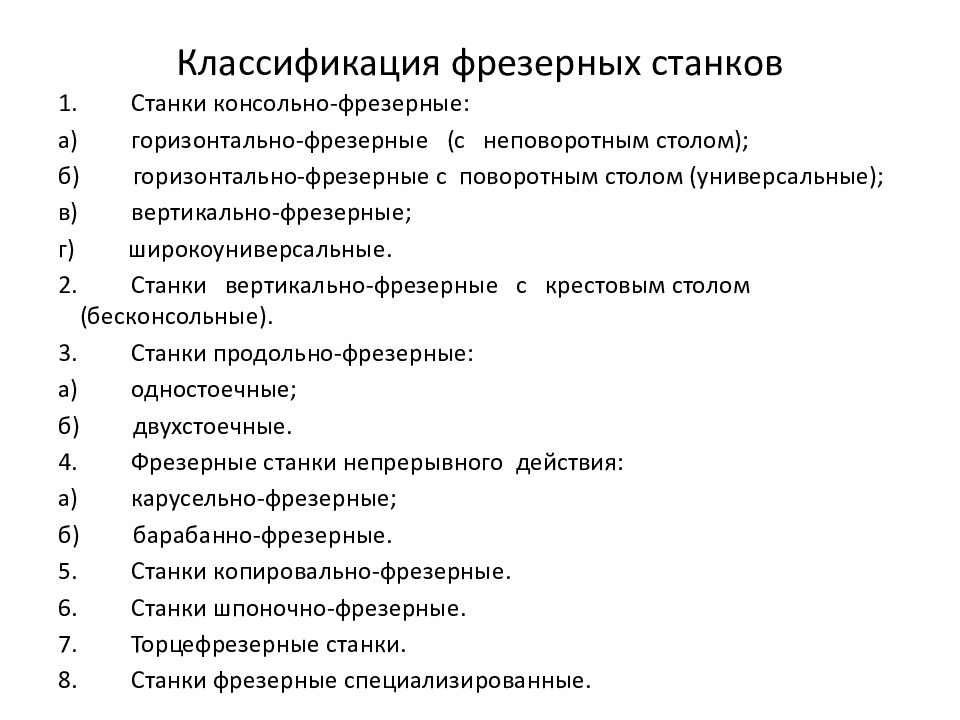 Расшифровка станков. Назначение и классификация фрезерных станков. Таблица расшифровки станков.