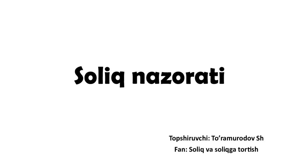 Soliq nazorati Soliq nazorati