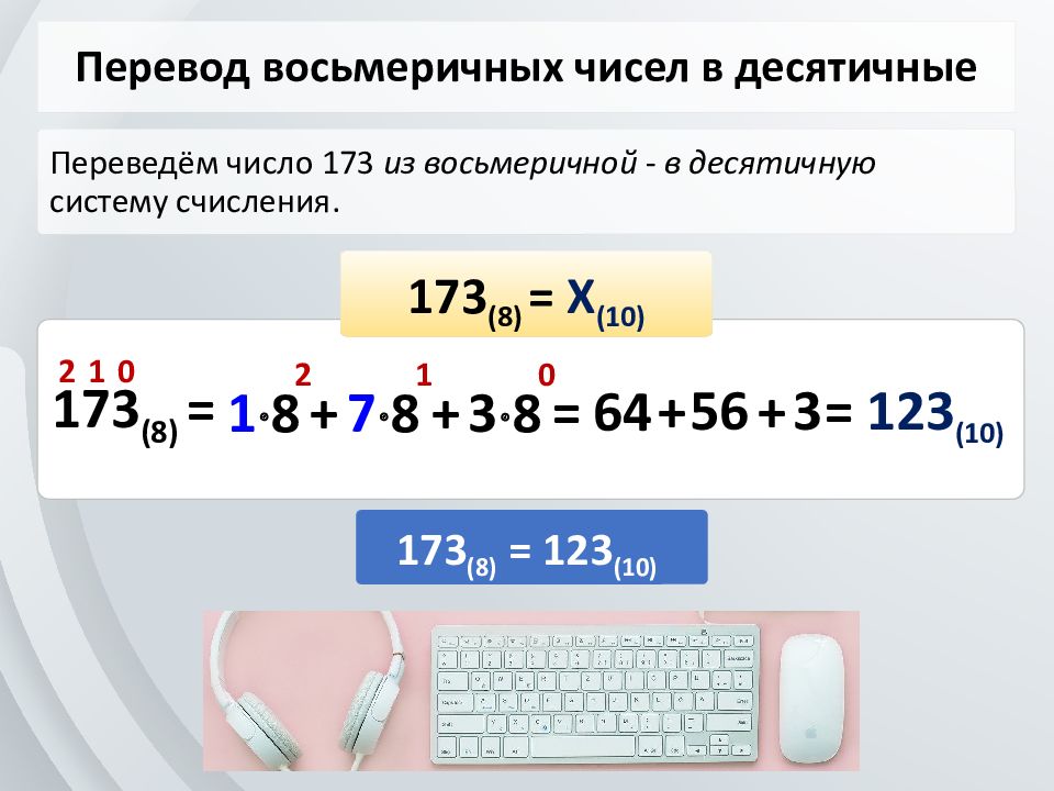 Перевод из восьмеричной в десятичную