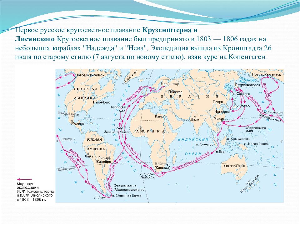 Карта плавания крузенштерна и лисянского