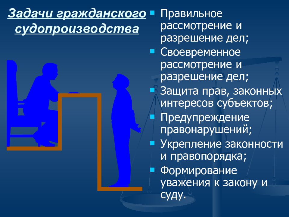 Рассмотрение и разрешение дел. Задачи гражданского процесса. Задачи гражданского судопроизводства. Главные задачи гражданского процесса. Цели и задачи гражданского законодательства.