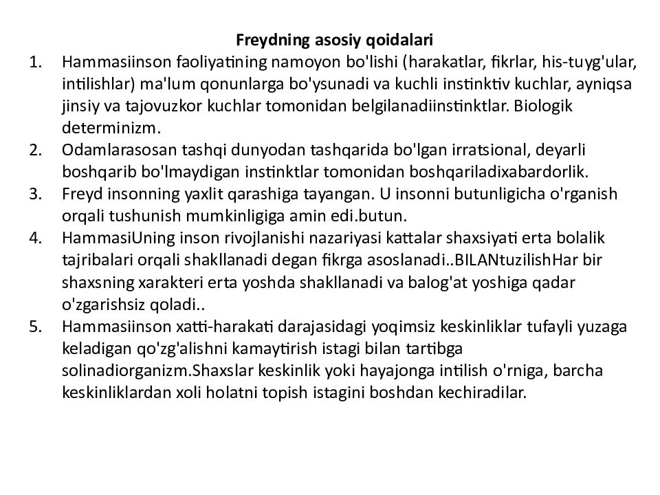 SHAXSIYAT NAZARIYALARI xorijiy