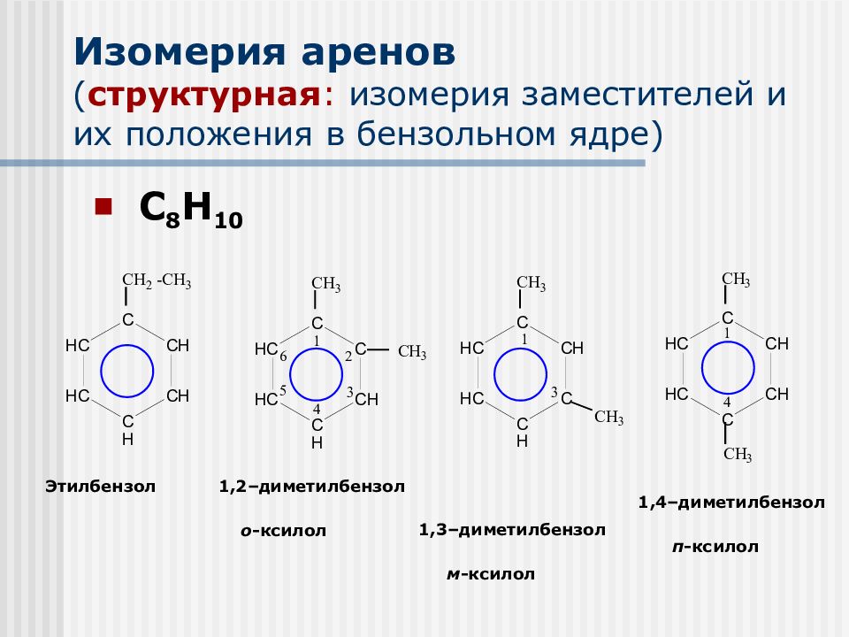 Изомерия ароматических. Ароматические углеводороды с8н10. 1,2-Диметилбензол (о-ксилол) формула. С8н10 гомологи бензола. Ксилол ароматический углеводород.