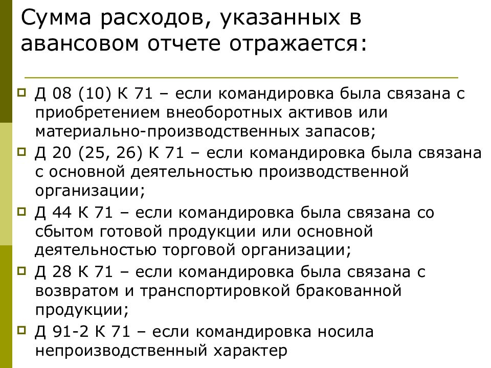 Учет расчетов с подотчетными лицами презентация