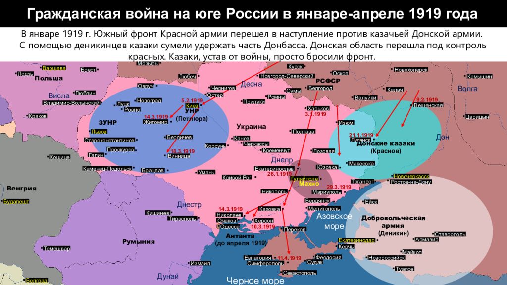 Кто начали войну украина или россия. Карта гражданской войны в России 1919.