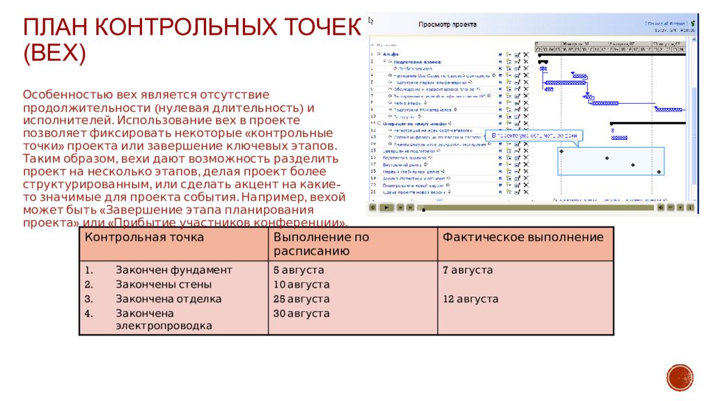 Контрольная точка в проекте