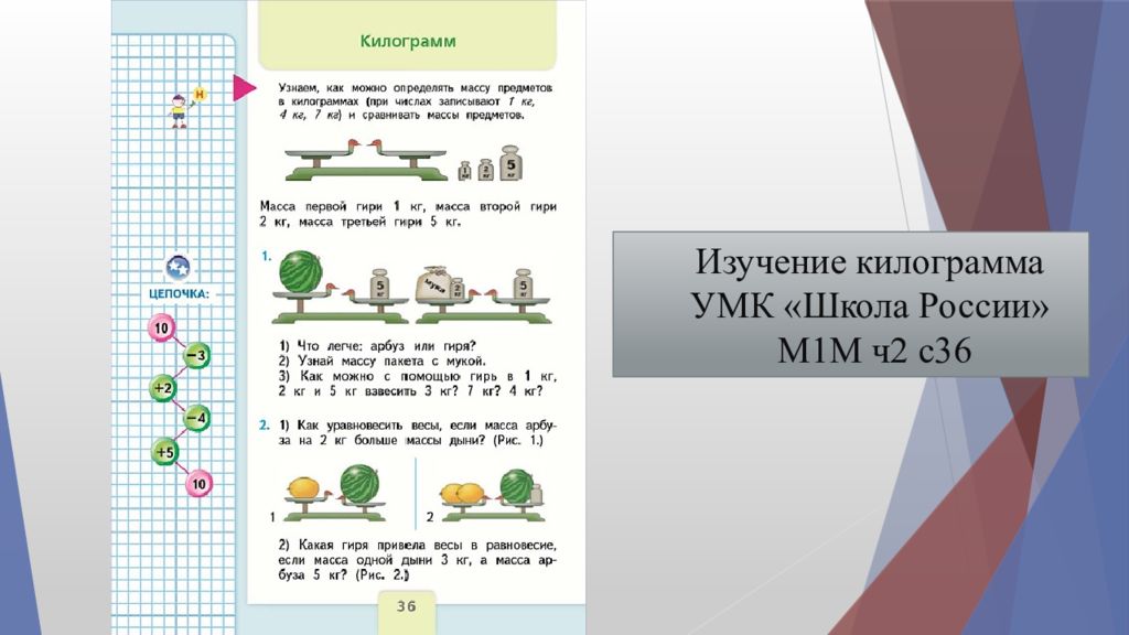 Изучение массы. В каком классе изучают килограмм по математике школа.