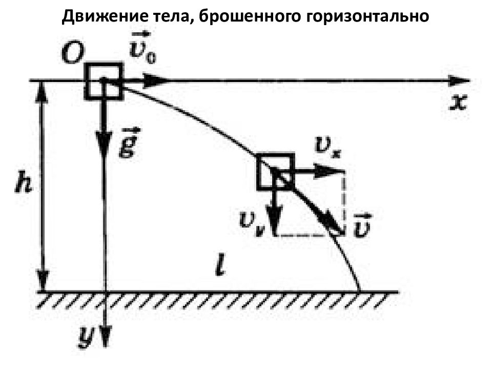 На рисунке показана траектория брошенного с земли мяча в соответствующие окошки внести надписи