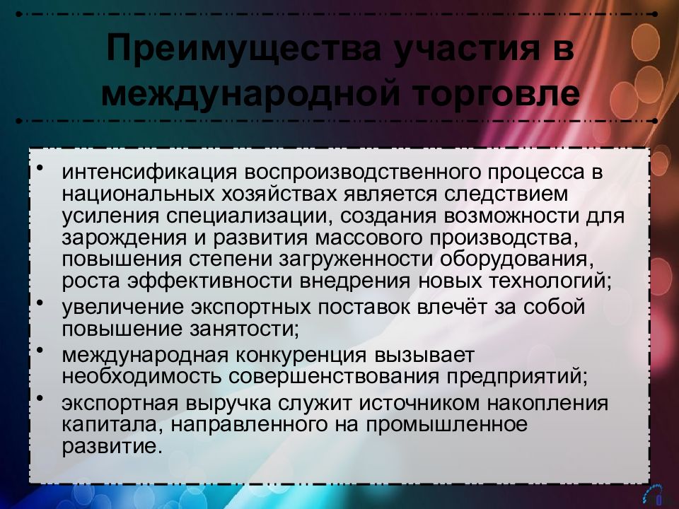 Презентация теория международной торговли