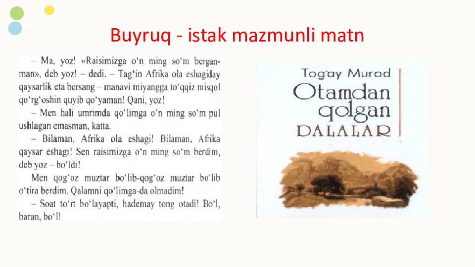 Buyruq - istak mazmunli matn