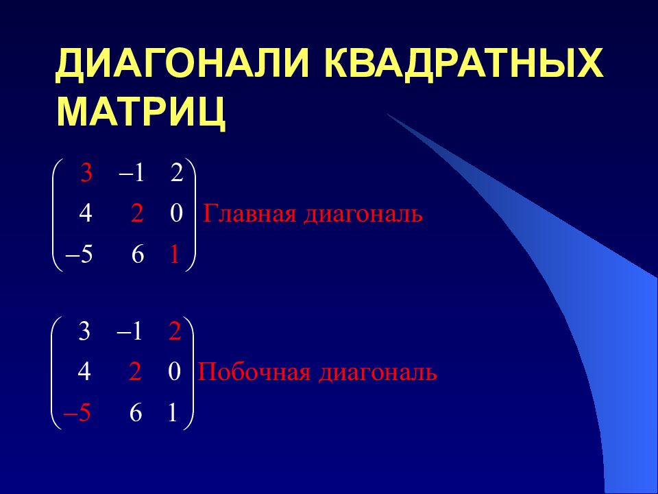 Диагонали матрицы. Диагональная квадратная матрица. Действительная квадратная матрица. Квадрат диагональной матрицы. Квадратная матрица геометрия.