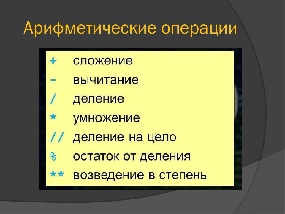 Арифметические операции