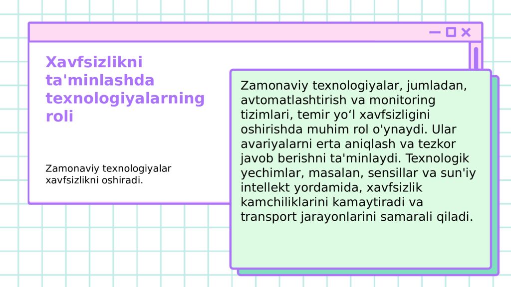 Temir yo‘l transporti Muxayyo Ahtamova