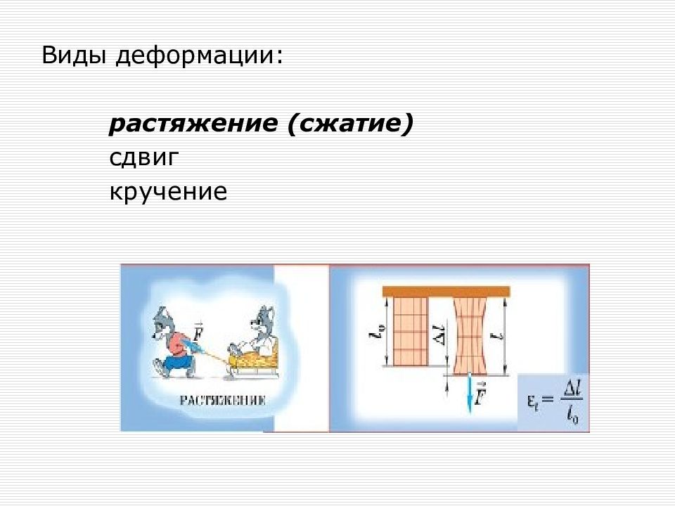 Деформация растяжения. Деформация растяжения и сжатия. Вид деформации сжатие. Растяжение сжатие вид деформации. Деформация сдвига и сжатия.