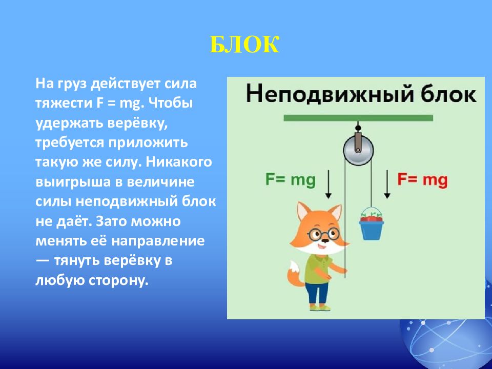 Сила неподвижного блока