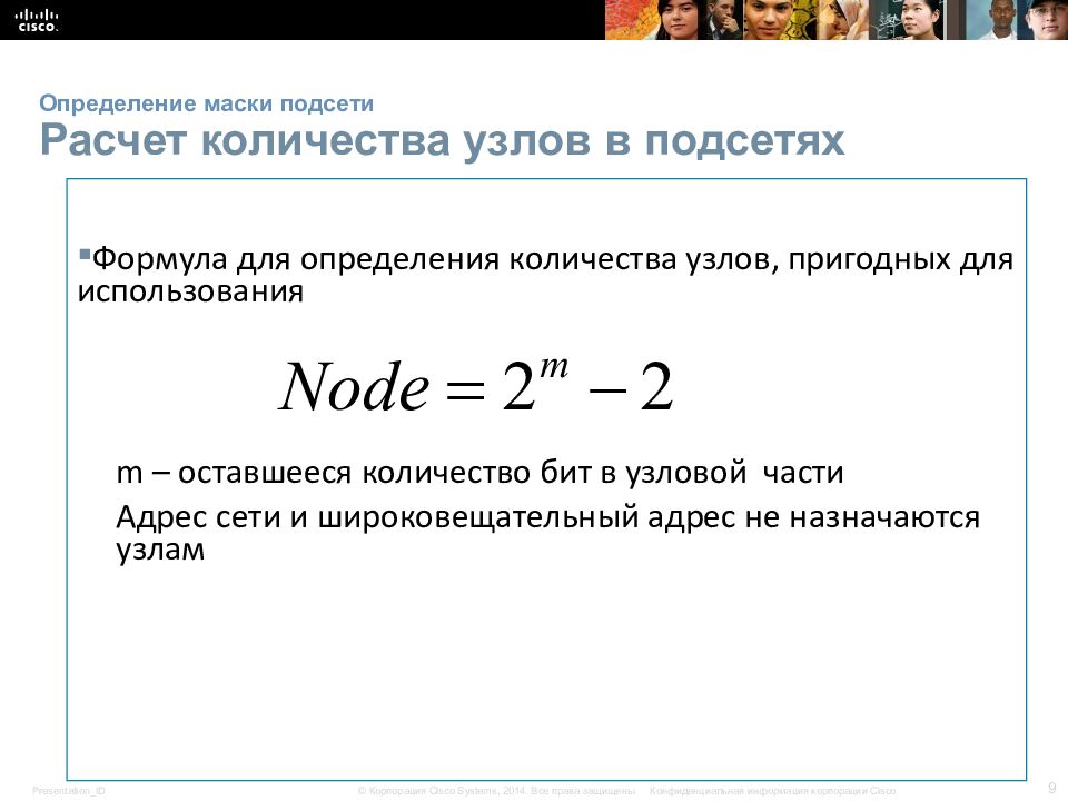 Определение маски подсети Расчет количества узлов в подсетях