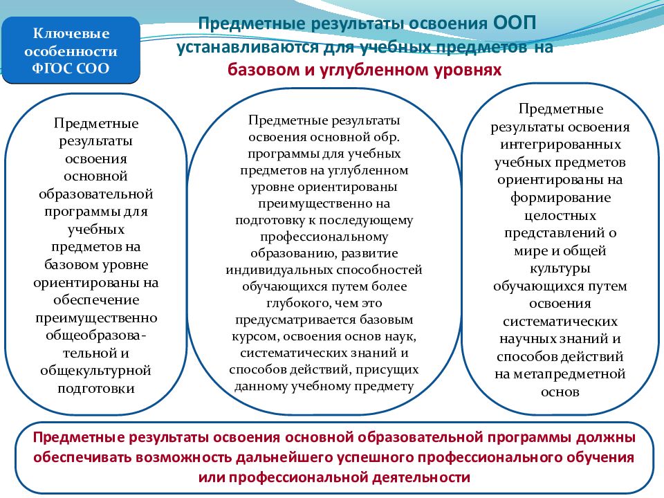 Предметные результаты образования. Уровни освоения ООП. Уровни образовательного стандарта.