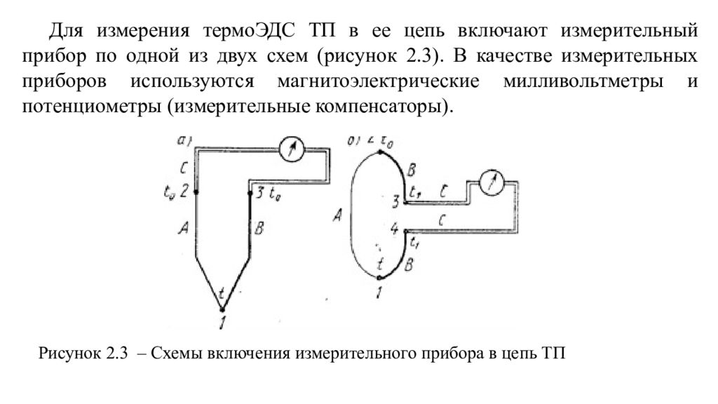 Изображение термопары на схеме