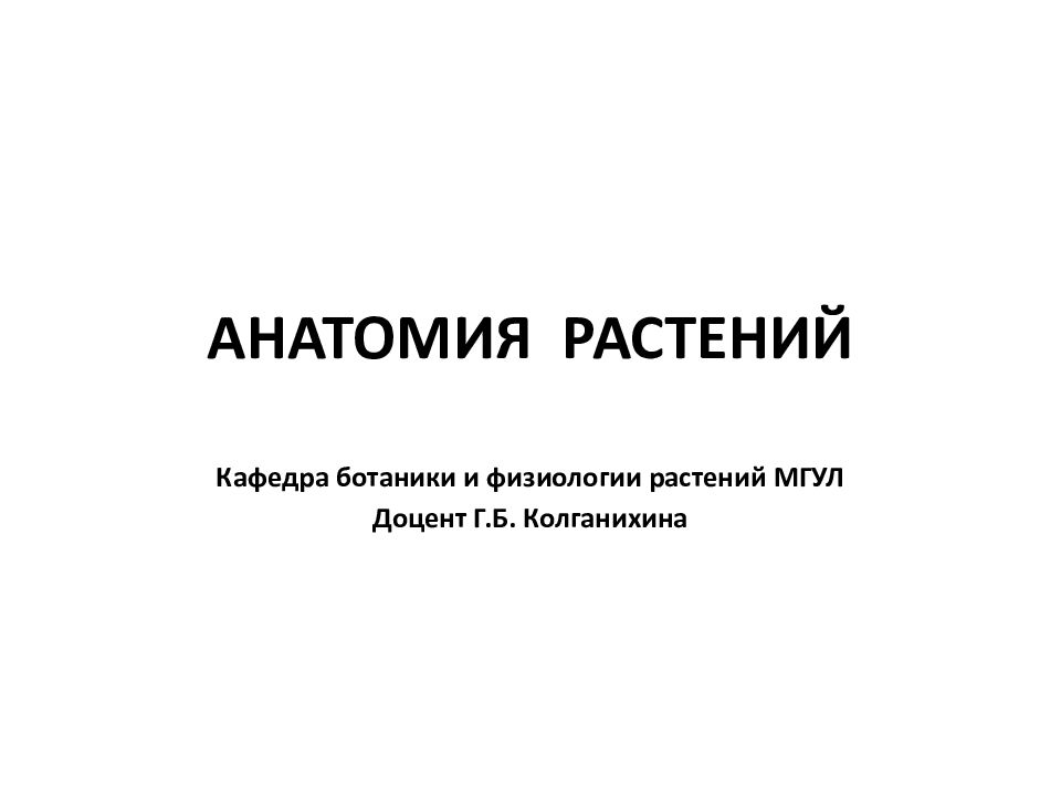АНАТОМИЯ РАСТЕНИЙ