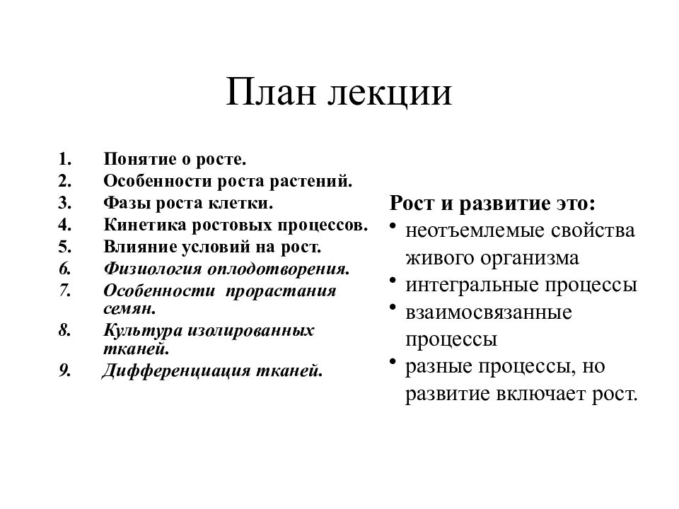 План роста. План лекции. Типы ростовых процессов. Развернутый план лекции. Как составить план лекции.