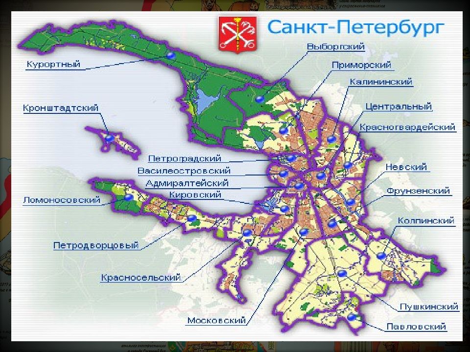 Карта муниципальных округов спб