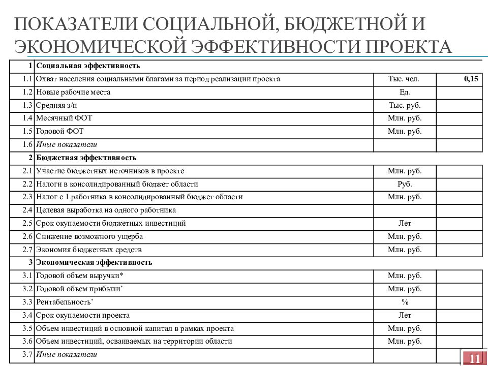 Бюджетная и социальная эффективность проекта