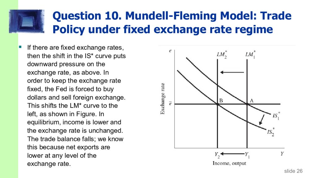 Question 10. Mundell-Fleming Model: Trade Policy under fixed exchange rate regime