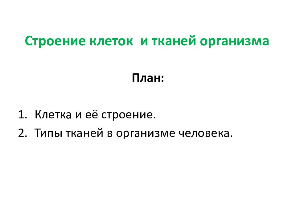 Строение клеток и тканей организма