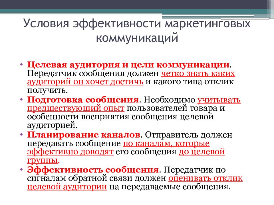 Условия эффективности