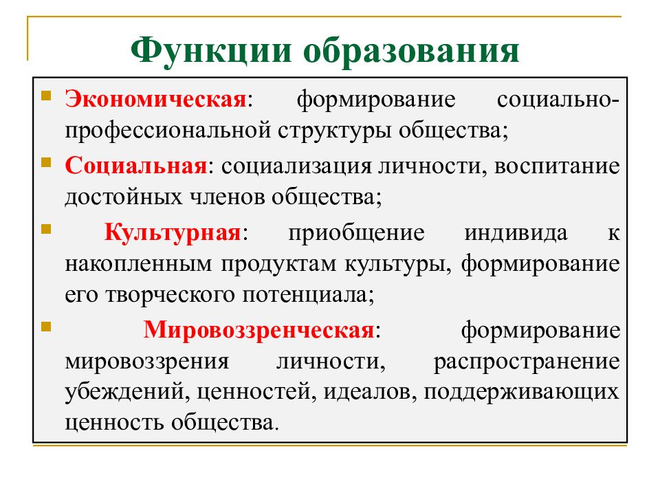 Институты в сфере духовной культуры образования. Перечислите функции образования. Функции образования Обществознание 8 класс. Экономическая функция образования. Образование функции образования.