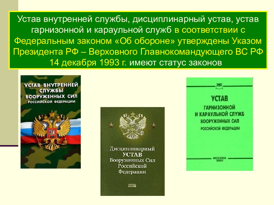 Презентация на тему устав внутренней службы вооруженных сил рф