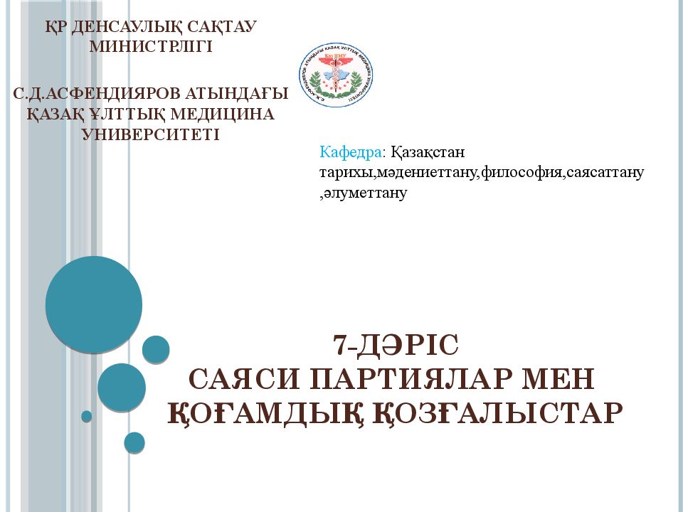 7 - дәріс Саяси партиялар мен қоғамдық қозғалыстар