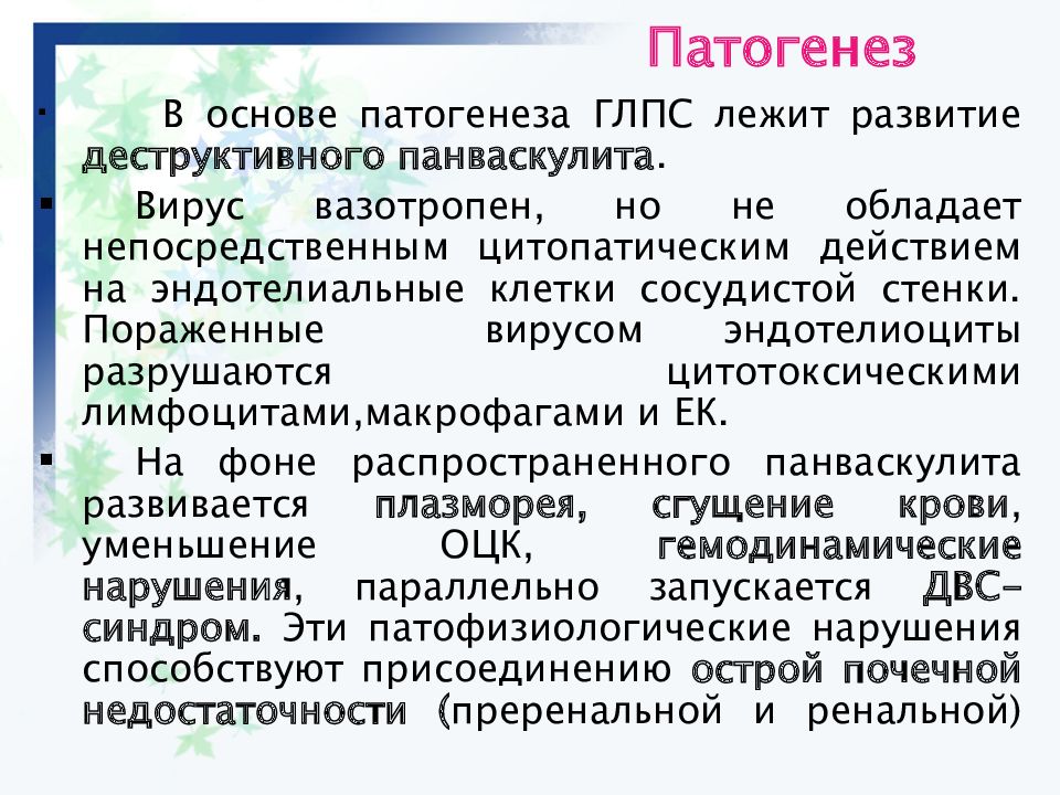 Геморрагическая лихорадка с почечным синдромом презентация