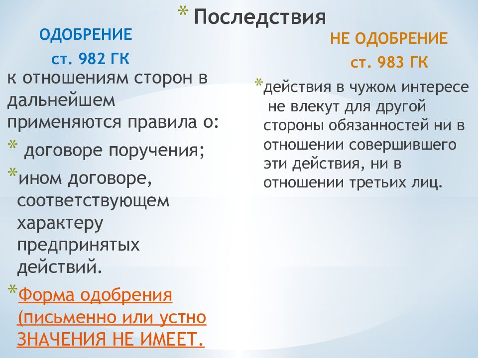 ОБЯЗАТЕЛЬСТВА ИЗ ОДНОСТОРОННИХ ДЕЙСТВИЙ Последствия