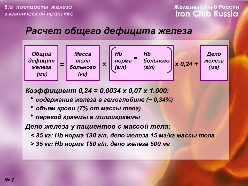 Форум железа. Расчет дефицита железа. Расчет общего дефицита железа. Рассчитать общий дефицит железа,. Формула расчета железа при анемии.