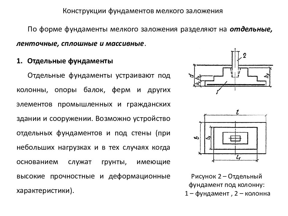 Глубина заложения фундамента