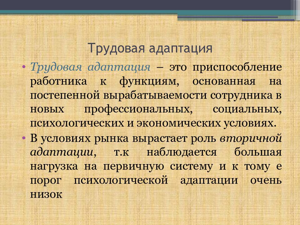 Трудовая адаптация это