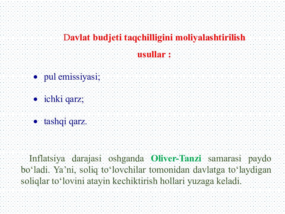 Mavzu: Davlat budjeti, soliqlar va davlat qarzi