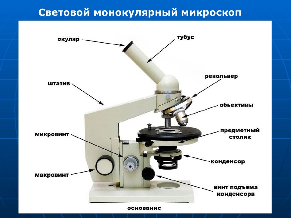 Антон на уроке изучал устройство микроскопа и делал соответствующие подписи к рисунку какую деталь