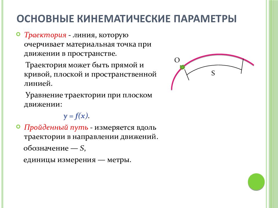 Движение и перемещение точки. Основные кинематические параметры: Траектория, скорость, ускорение.. Основные понятия кинематики Траектория. Основные понятия кинематики уравнение движения точки. Кинематические характеристики Траектория.